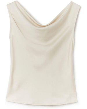 ANOTHER SUNDAY Satin Sleeveless Cowl Cami Top - White