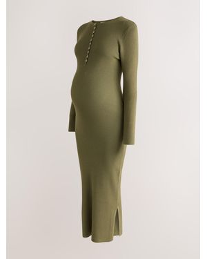 Next Maternity Long Sleeve Knitted Dress - Green