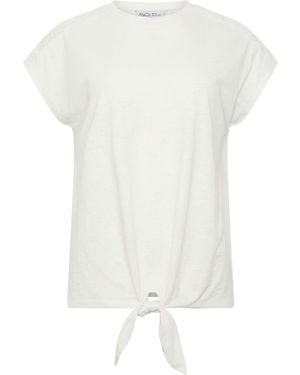 M Com Embroidered Insert Tie Hem T-Shirt - White