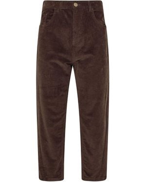 M Com Cord Barrel Leg Pants - Brown