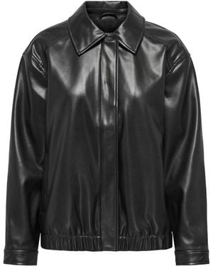 ONLY Collared Faux Leather Bomber Jacket - Black