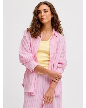 JJXX Linen Shirt With Pinstripe - Pink