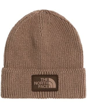 The North Face Logo Box Cuffed Beanie - Brown