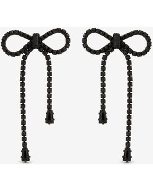 Jon Richard Jet Plated And Jet Crystal Statement Bow Drop Earrings - Black