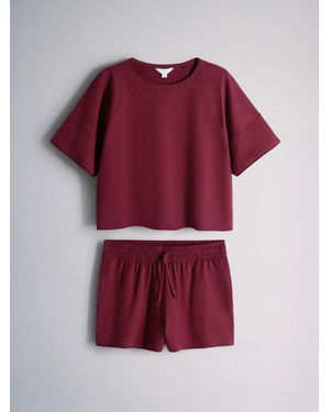 The Set 2 Pack Raglan T-Shirt And Short Sweat Co-Ord - Red