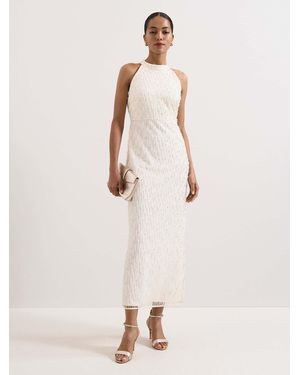 Phase Eight Marie Beaded Dress - Natural