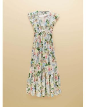Joules Winnie Frill Shoulder Maxi Dress - Blue