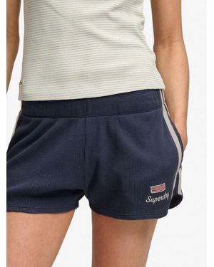 Superdry Athletic Essentials Waffle Retro Shorts - Blue