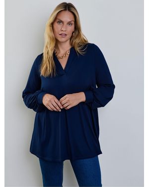 Live Unlimited Jersey Nehru Collar Tunic - Blue