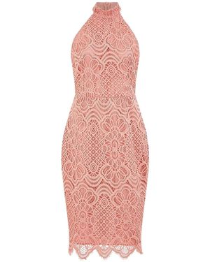 Yumi' Lace Halter Neck Dress - Pink