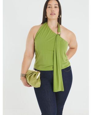 River Island Scarf Neck Trim Top - Green