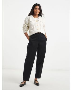 Simply Be Adjustable Popper Detail Peg Leg Pants - White