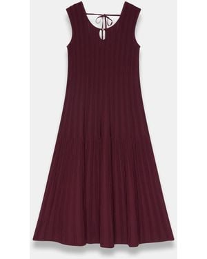 Mint Velvet Ribbed Beaded Midi Dress - Purple