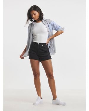 Simply Be Denim Loose Mom Shorts - Black