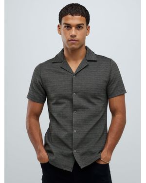 River Island Muscle Fit Pupstooth Shirt - Gray