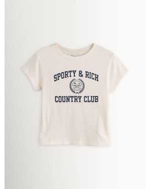 SPORTY&RICH Sporty & Rich Varsity Crest Essential T-Shirt - Natural