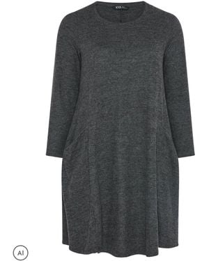 Yours Curve Soft Touch Pocket Swing Dress - Gray