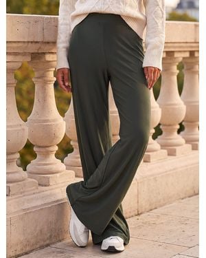 Roman Wide Leg Stretch Pants - Green