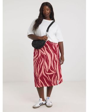 Simply Be Side Split Midi Skirt - Red