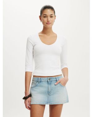 Cotton On Light Original Denim Skort - White
