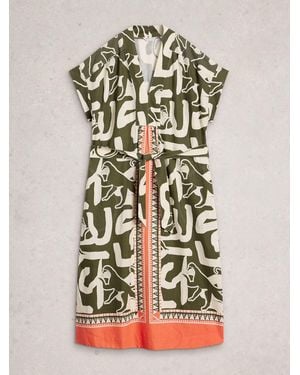 White Stuff Marianne Linen Blend Dress - Green