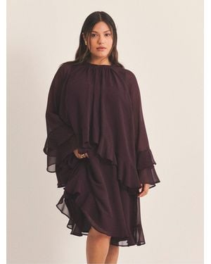 Simply Be Georgette Frill Skater Dress - Purple