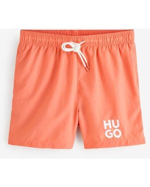HUGO Paolo Stacked Logo Swim Shorts - Orange