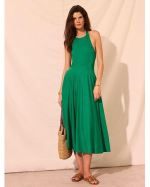 Mint Velvet Linen Blend Halter Midi Dress - Green