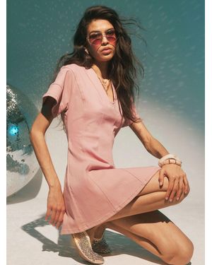 River Island Denim Seamed Mini Dress - Green