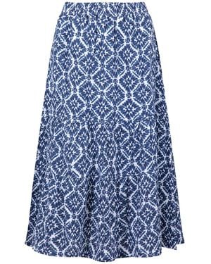 Weird Fish Harini Cheesecloth Printed Midi Skirt - Blau