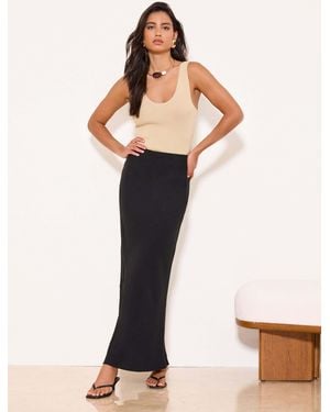 Lipsy Touch Of Linen Midi Bias Skirt - Natural