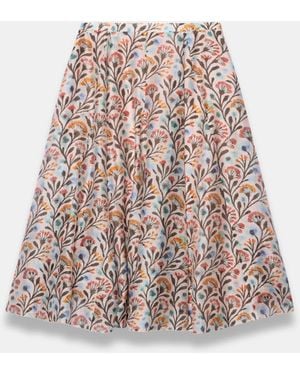 Mint Velvet Floral Print Midi Skirt - White