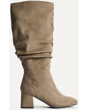 Linzi Dark Inferno Wide Fit Ruched High Leg Boots - Natural
