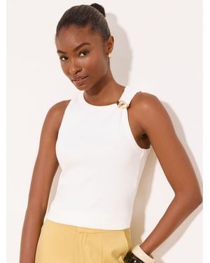 Lipsy Ribbed Vest With Hardware - White
