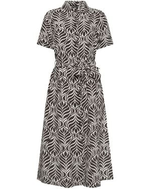 M Com Printed Shirt Dress - Gray