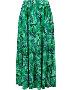 Weird Fish Cassis Printed Tiered Skirt - Green