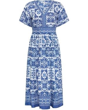 M Com Border Trim Dress - Blue