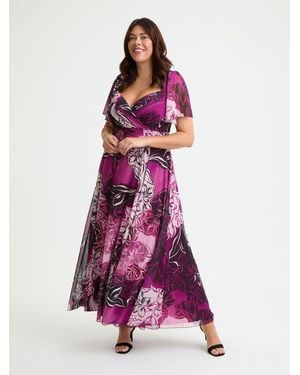 Scarlett & Jo Kemi Bolero Wrap Bodice Maxi Gown - Purple