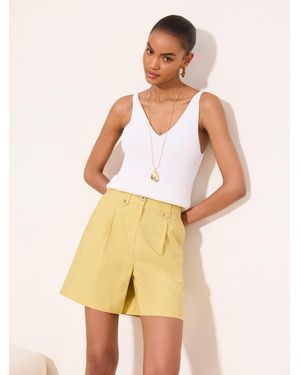 Lipsy Shorts Tailored Tab Waist Shorts - Natural