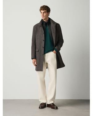 Next Wool Blend Mock Gilet Herringbone Padded Coat - White