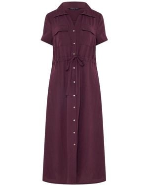 M Com Utility Pocket Shirt Dress - Purple