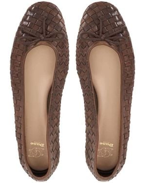 dunelondon Standard Fit Leather Heat Woven Ballerina Shoes - Weiß