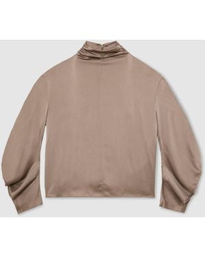 Reiss Silk High-Neck Blouse - Natural