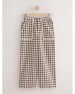 Next Chocolate Gingham Straight Leg Crop Trousers - White
