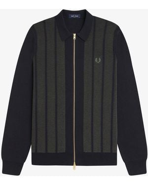 Fred Perry Fred Perry Textured Panel Zip Cardigan - Black