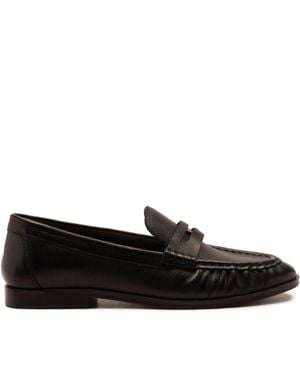 OFF THE HOOK Keira Leather Penny Ruched Loafers - Schwarz