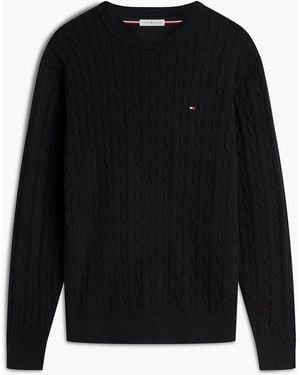 Tommy Hilfiger Cable Knit Crew Neck Sweater - Blue