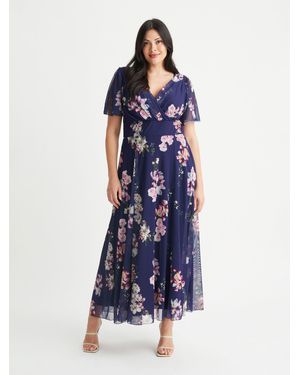 Scarlett & Jo Isabelle Maxikleid Mit Flügelärmeln - Blau
