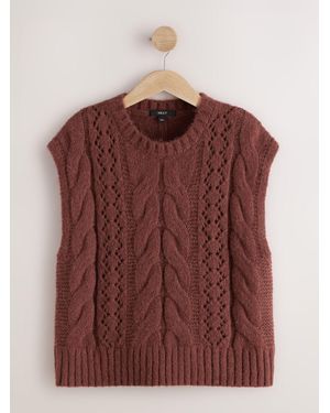 Next Rust Pointelle Cable Knitted Tank - Brown