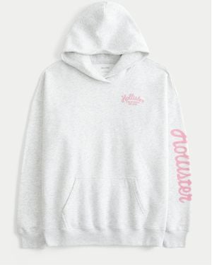 Hollister Oversized Logo Graphic Hoodie - White